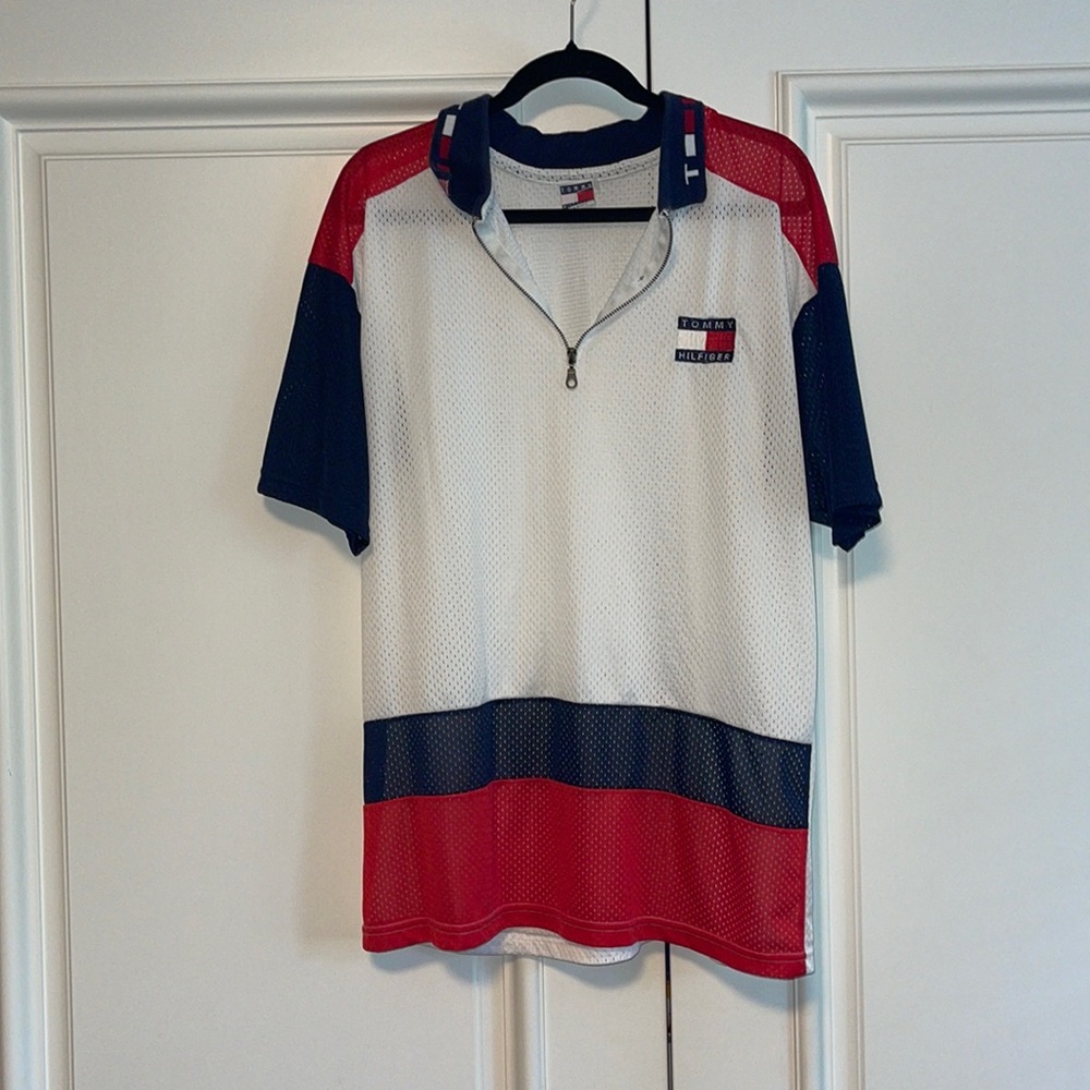 Tommy Hilfiger Oversized Mesh Quarter Zip Shirt